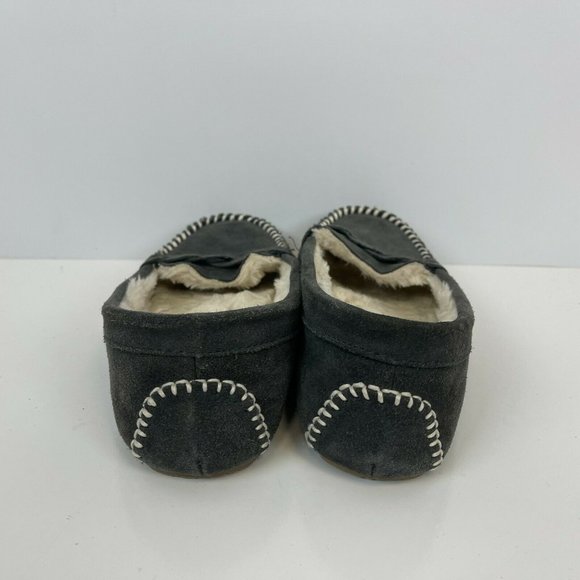 Minnie Tonka Vivian Slip On Moccasin Loafers Suede Sherpa Line Grey Womens 11 - Picture 4 of 6
